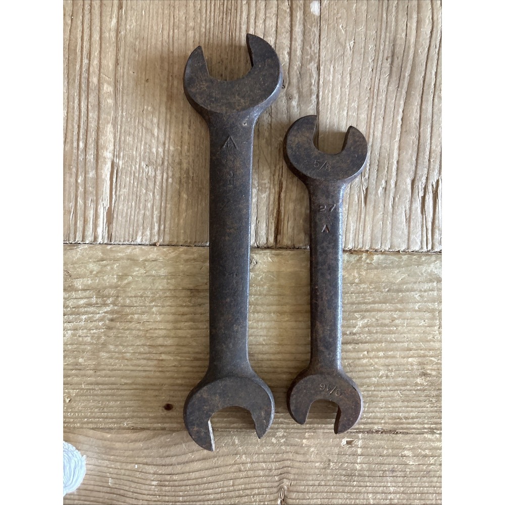 Vintage Forged Open End Wrench Lot of 2 Unmarked‎ Mechanic Farm Shop Tools